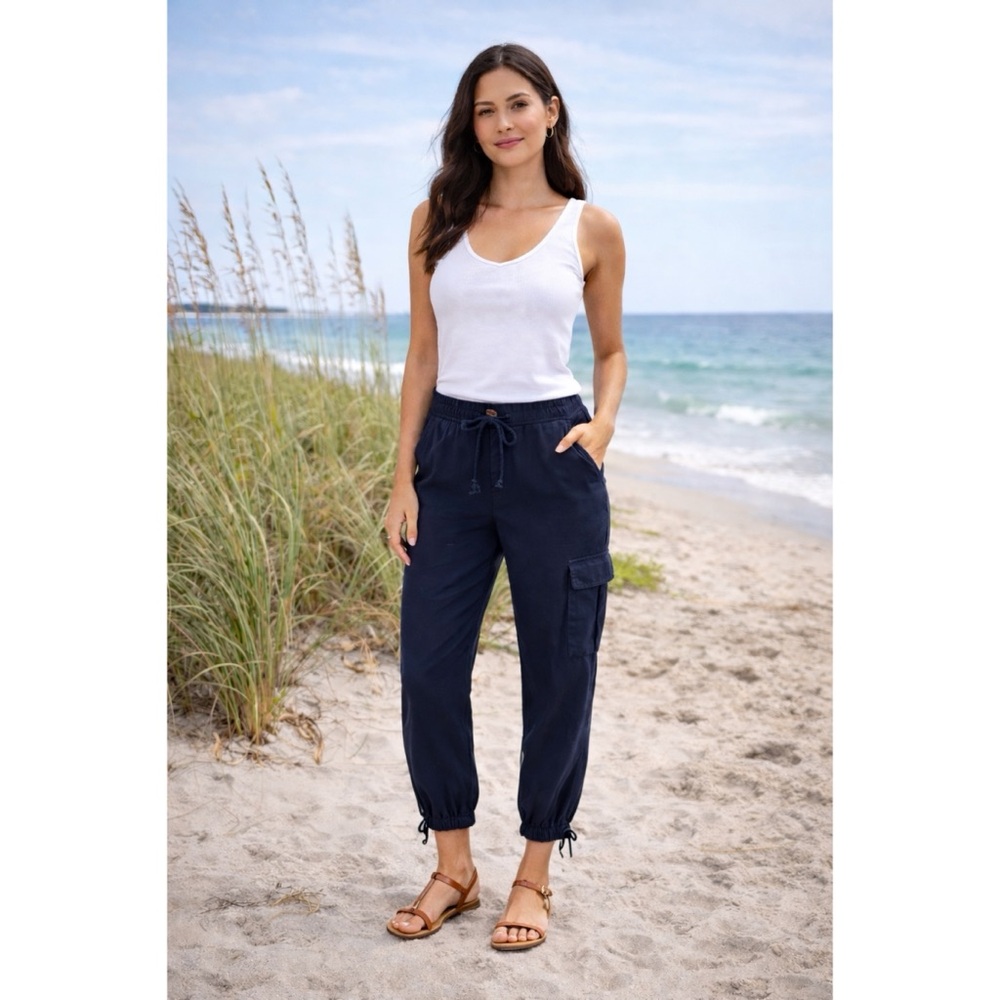 YFB Young Fabulous & Broke Cargo Jogger Pants Tencel Blue Sz S